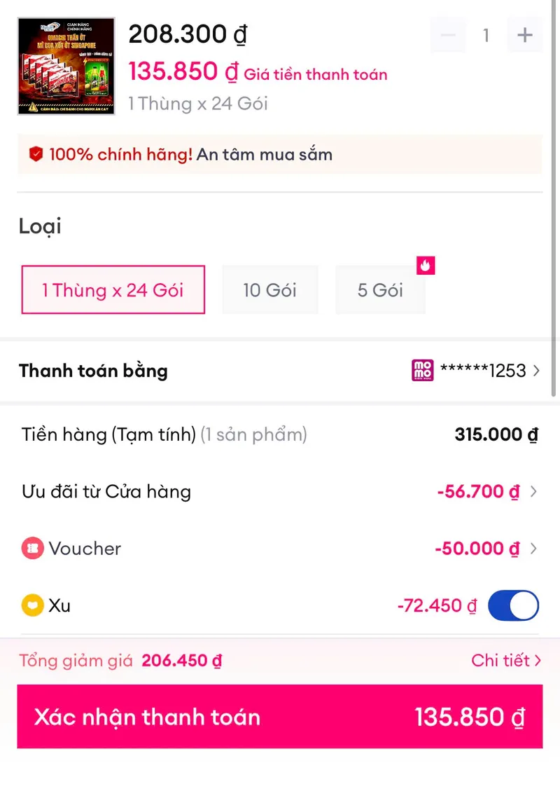 Chỉ 135K/thùng Omachi thần ớt