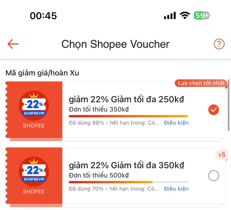 Voucher 22% Shopee
