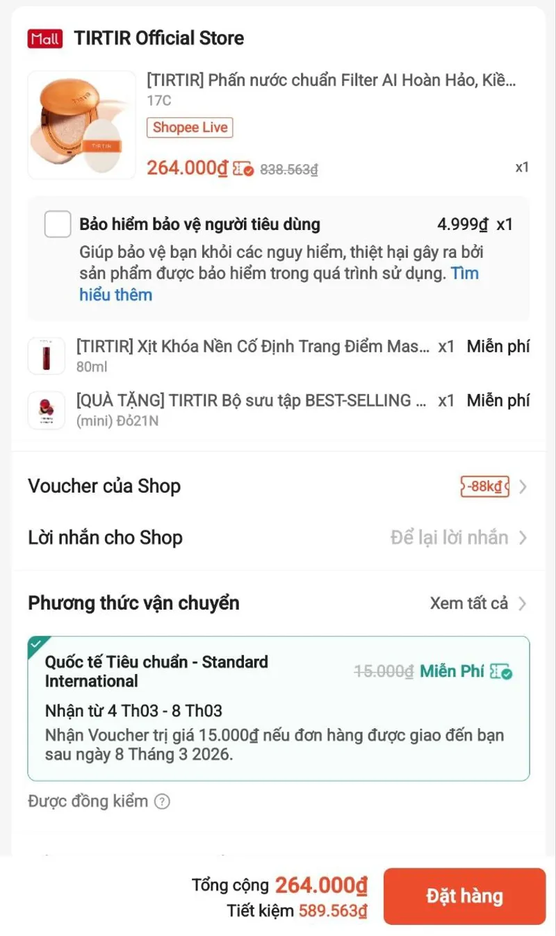Cushion TirTir chỉ 264K