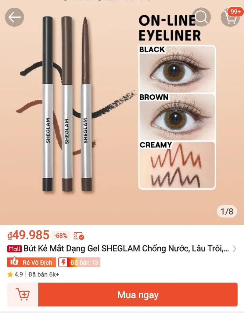 Bút kẻ mắt Sheglam 49K
