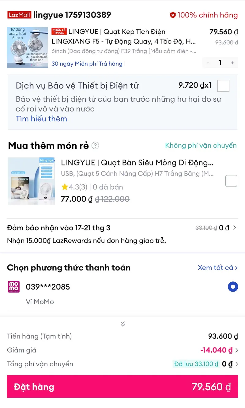 Quạt kẹp bàn tự xoay chỉ 80K  - 3