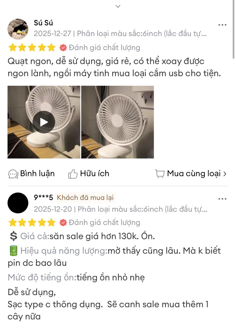 Quạt kẹp bàn tự xoay chỉ 80K  - 4