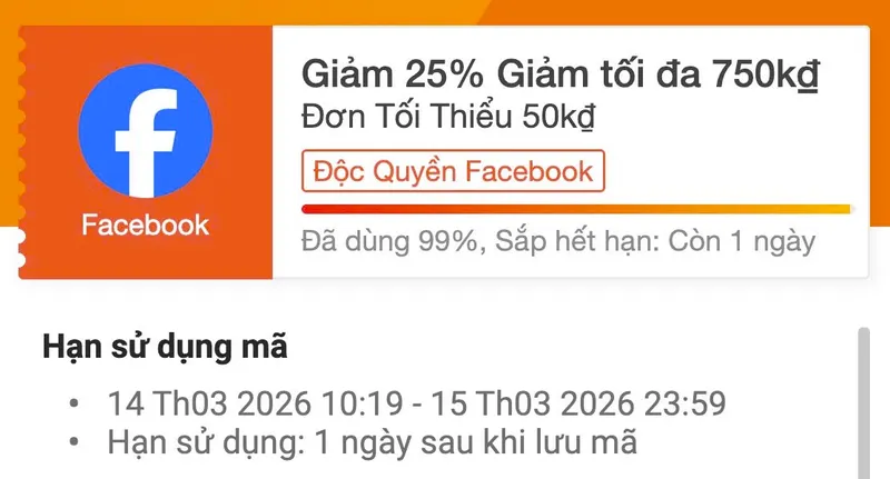 Cơ hội cùng dùng mã 25%!