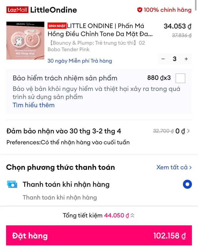 Phấn má hồng chỉ 34K