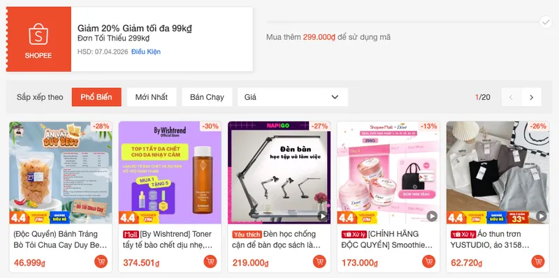 Mã toàn sàn Shopee 20%🔥