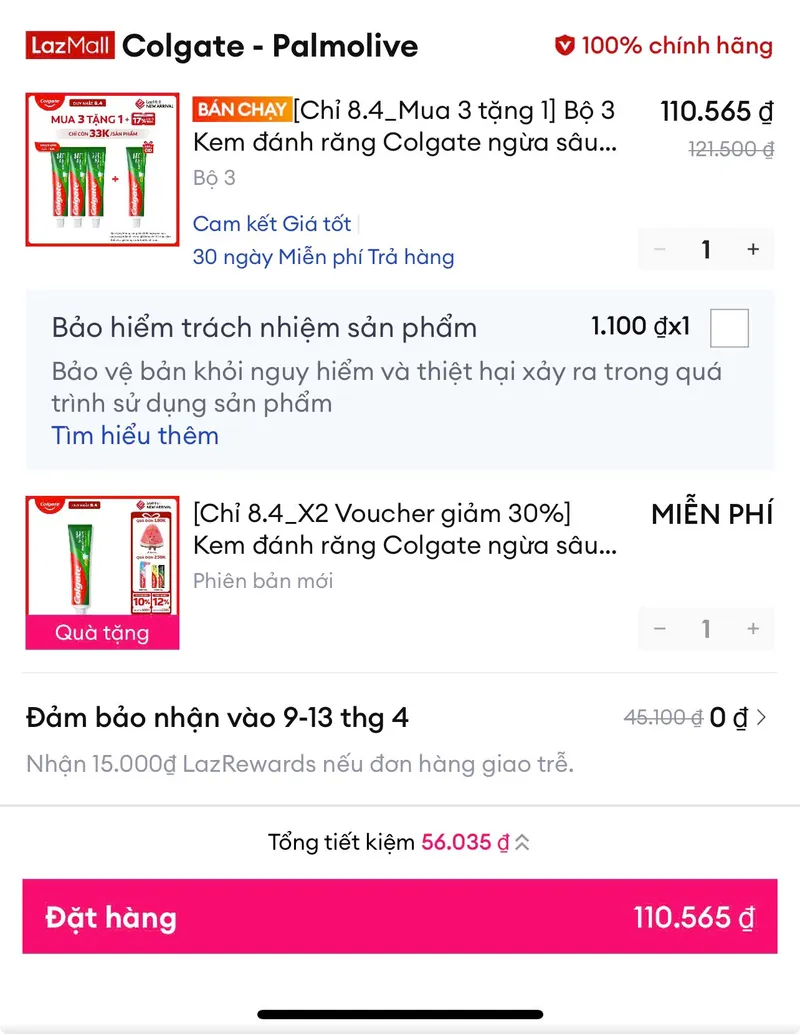 💢 Colgate mua 3 tặng 1