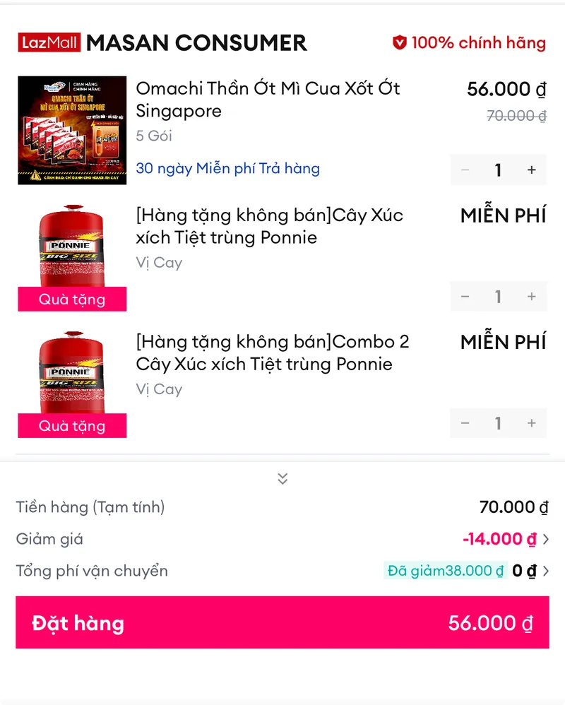 Omachi thần cua xốt ớt rẻ