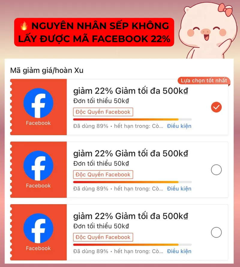Sếp không lấy được mã 22%?