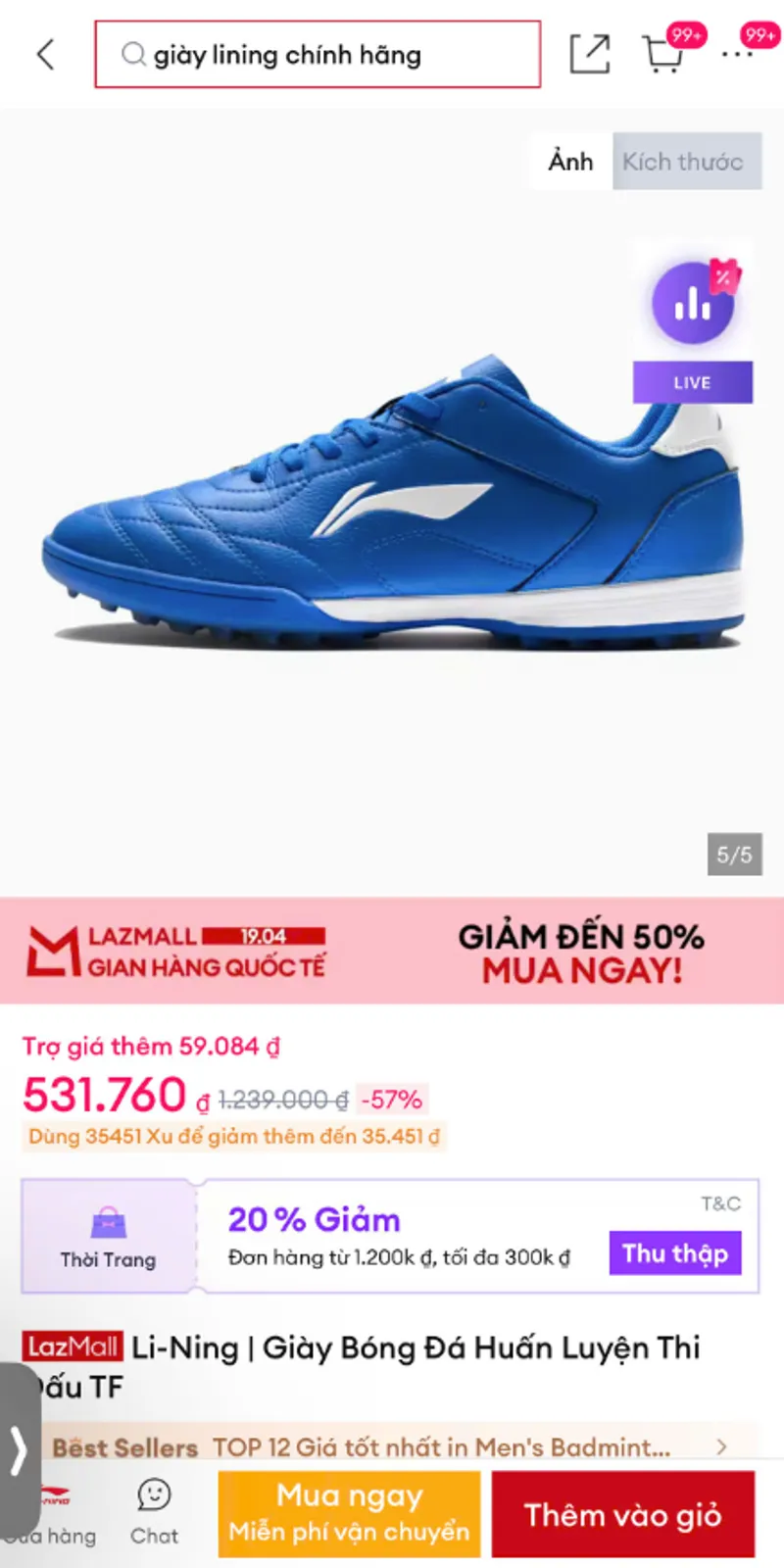 Lining sale nữa giá trên Lazada  - 2