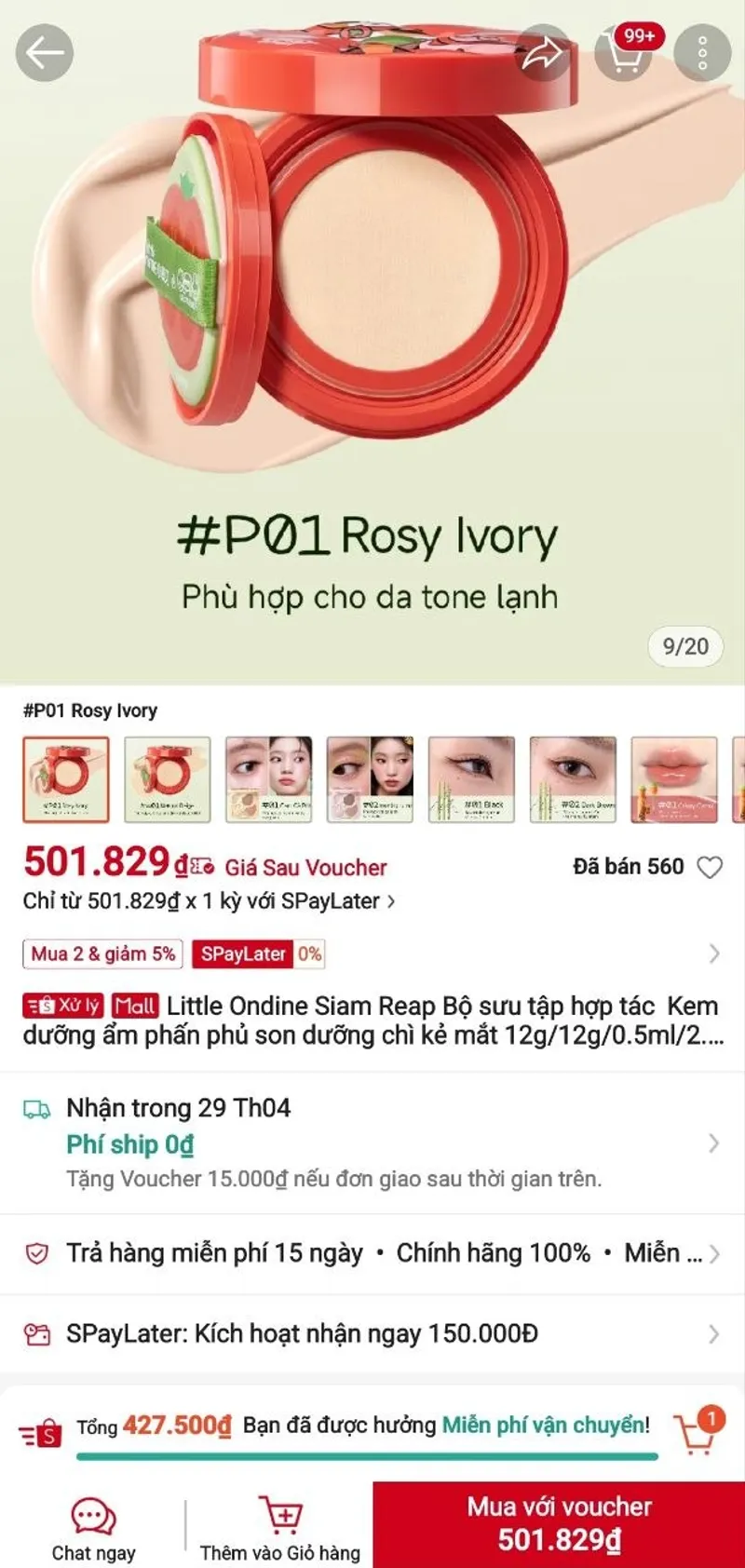 Cushion + lõi giảm 70% - 2