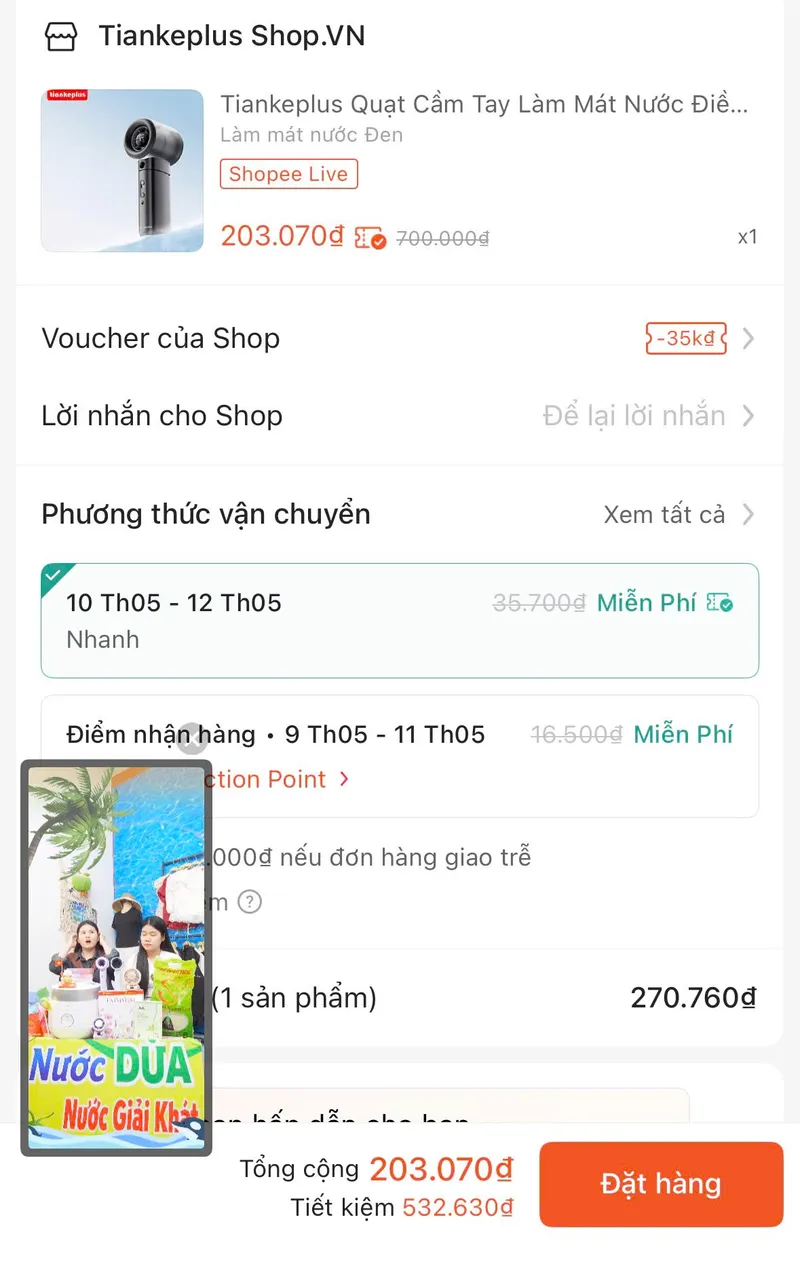 Quạt phun sương chỉ 203K