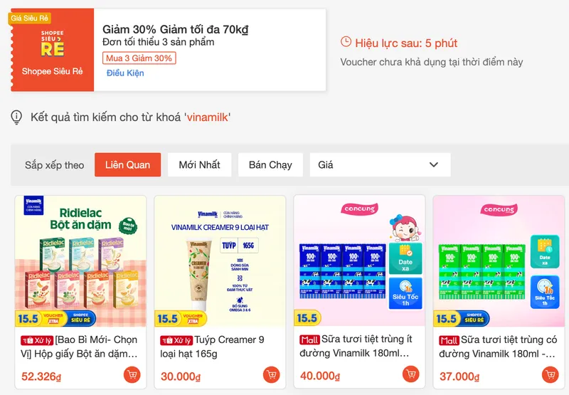 GẤP! Vinamilk áp được 30%