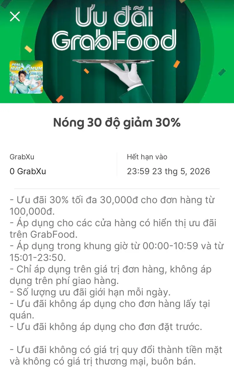 Mã Grabfood giảm 30%!🔥