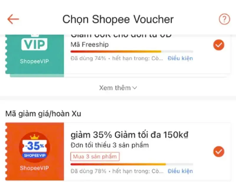 Back mã Shopee VIP 35%