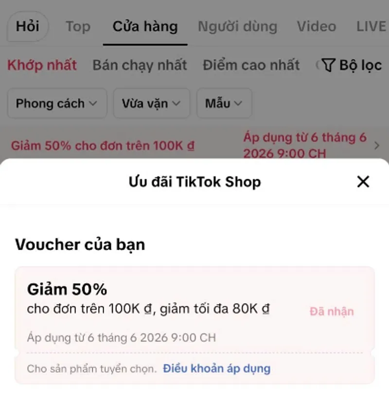 Mã Tiktok giảm 50%
