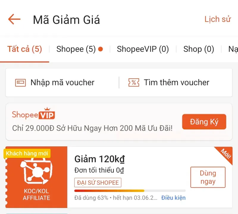 Mã 120K/0Đ người mới!