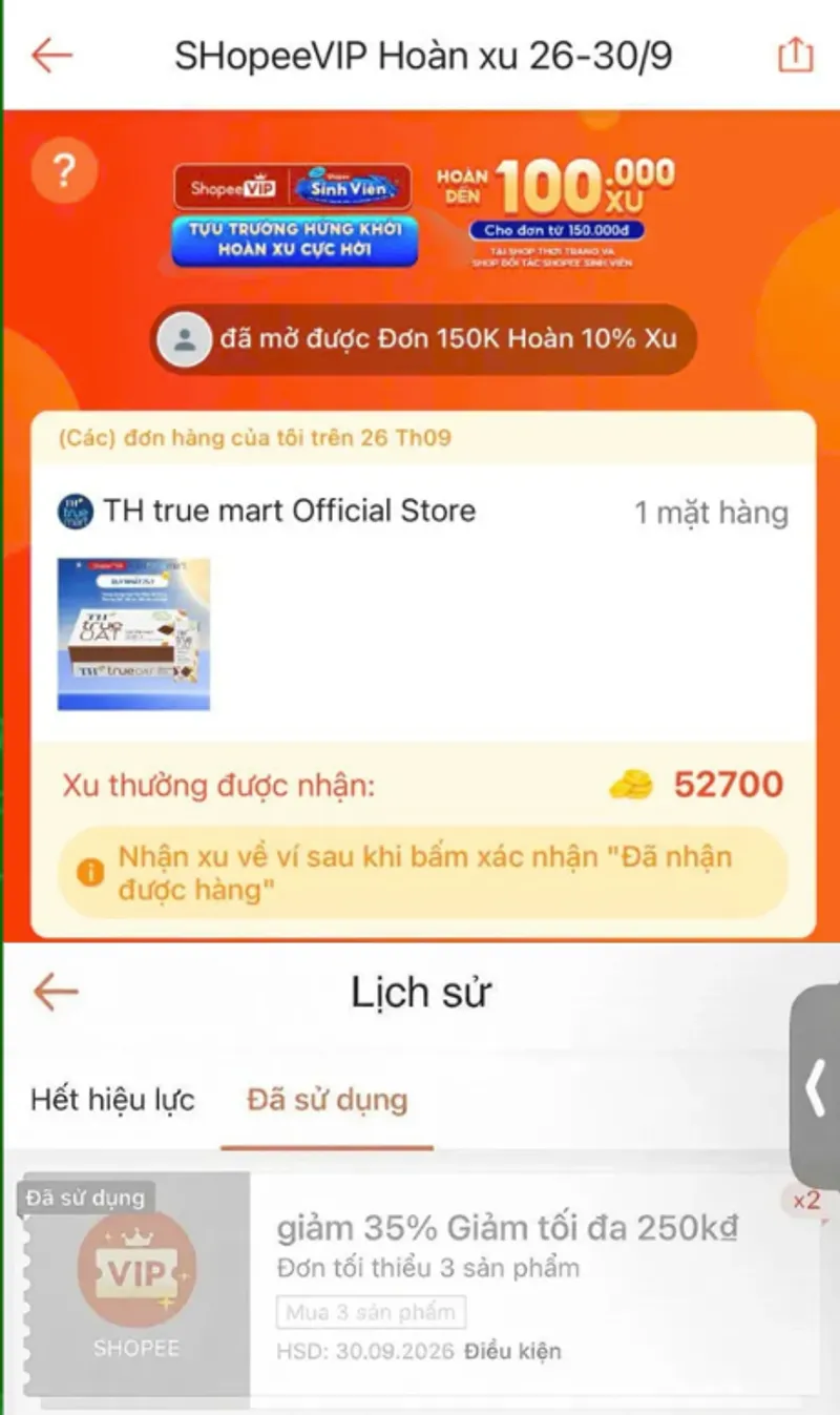 Sợ sang tháng mới, Shopee không còn hoàn xu 10% cho sữa TH, Ariel,.. nữa nên Nô Tì nhắc Sếp canh mã ...