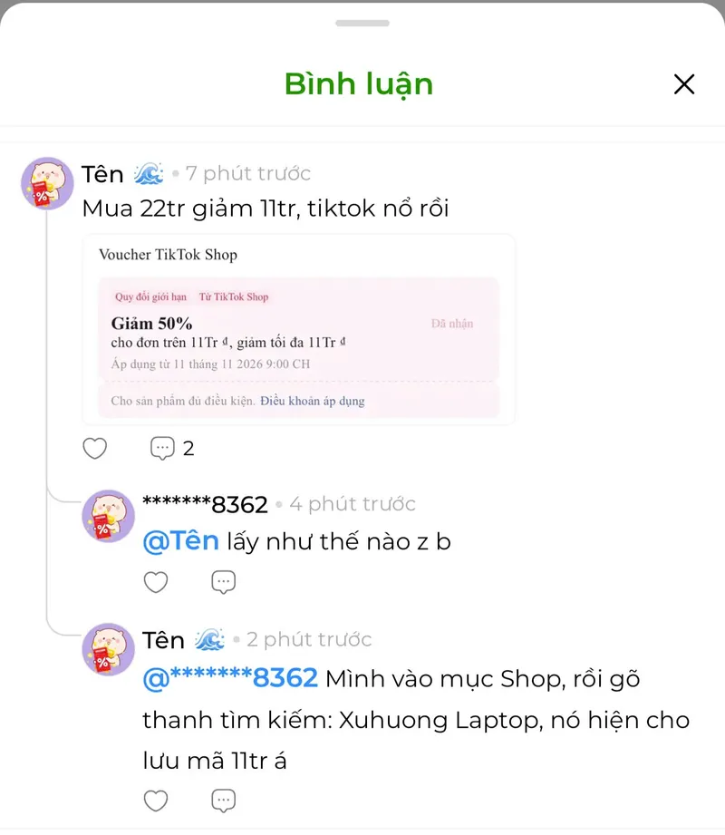 NỔ THẬT RỒI - TikTok đã cho lưu mã giảm 50% tối đa 11 triệu đơn từ 11 triệu cho SALE 11/11 Cách lưu:...