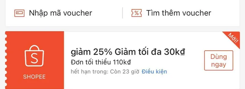 Mã Shopee giảm 25% tối đa 30K đơn từ 110K áp gần toàn sàn ZALOV10IEQ8T2 📌 Hướng dẫn cách dùng mã nh...