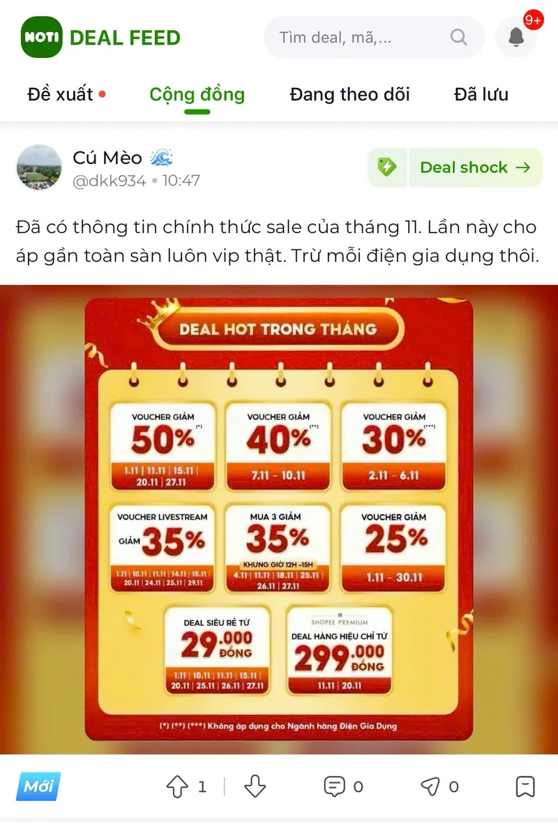 TIN ĐỒN LỊCH LÊN DEAL + VOUCHER SHOPEEE VIP THÁNG 11 Nhưng nếu thông tin VOUCHER + DEAL SHOPEE VIP n...