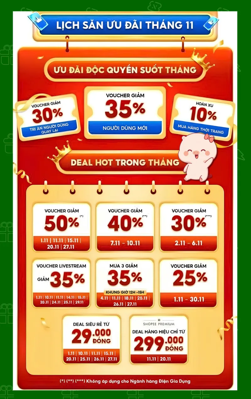 CHÍNH THỨC: LỊCH SHOPEEVIP THÁNG 11 Voucher sẽ lên tại banner này => https://shp.ee/wrj4yhx9 ✅ Mã gi...