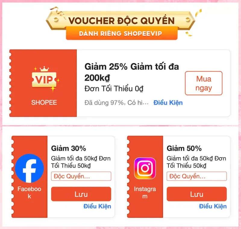 Chuẩn bị đi săn mã HOT khung 15H nè sếp ơi ✅ 15H back mã 50% IG, 30% FB, 25% VIP & nhiều mã ngon khá...