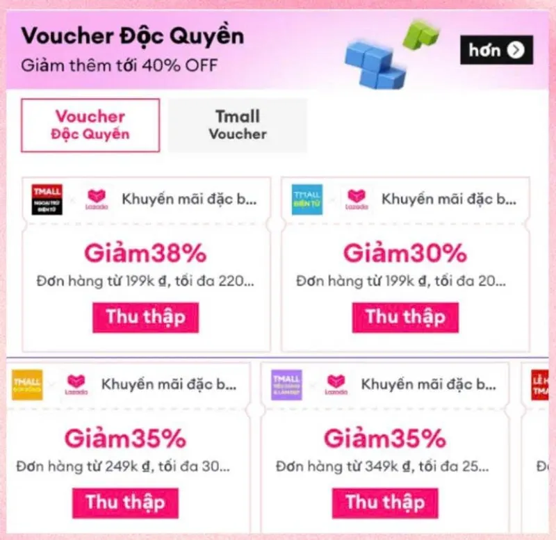 Bào loạt mã 38%, 35%, 30% Tmall mới toanh kìa Sếp ơi. Áp loạt deal ngon, các Sếp nhớ nhấn thu thập =...