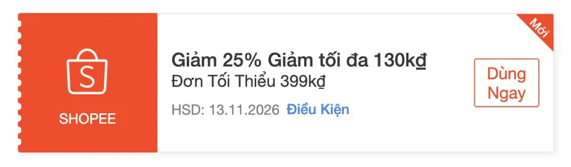 Mã 25% tối đa 130K áp toàn sàn Shopee. Dùng ngay!! 1111SALEKHUNGCUANAM 📌 Hướng dẫn cách dùng mã nhậ...