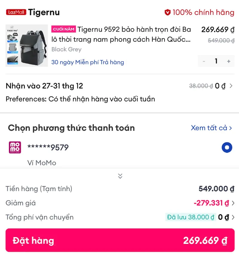 🔥Balo Tigernu giảm 50%