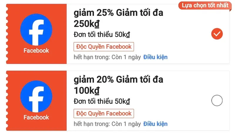 GẤP - Mã Facebook 25% LÊN MỚI