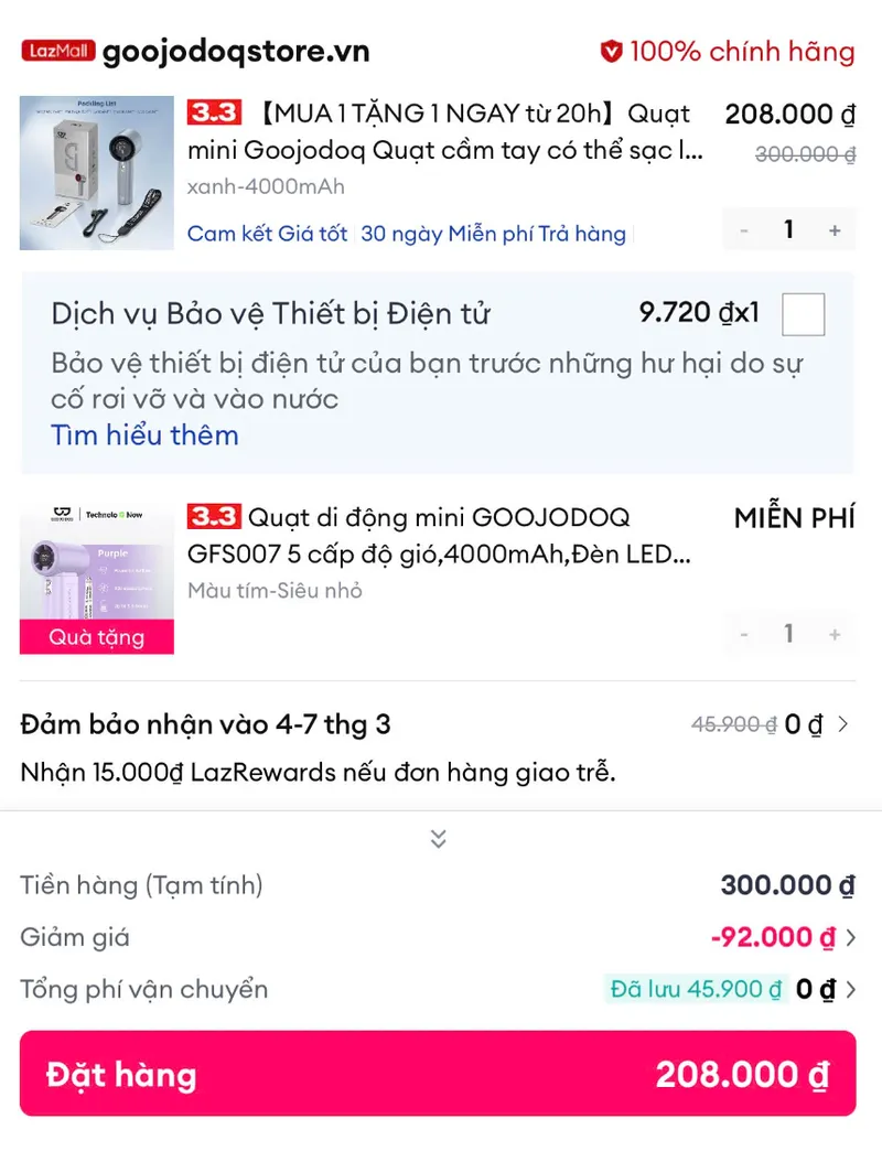 Quạt Goojodoq chỉ 104K/cái