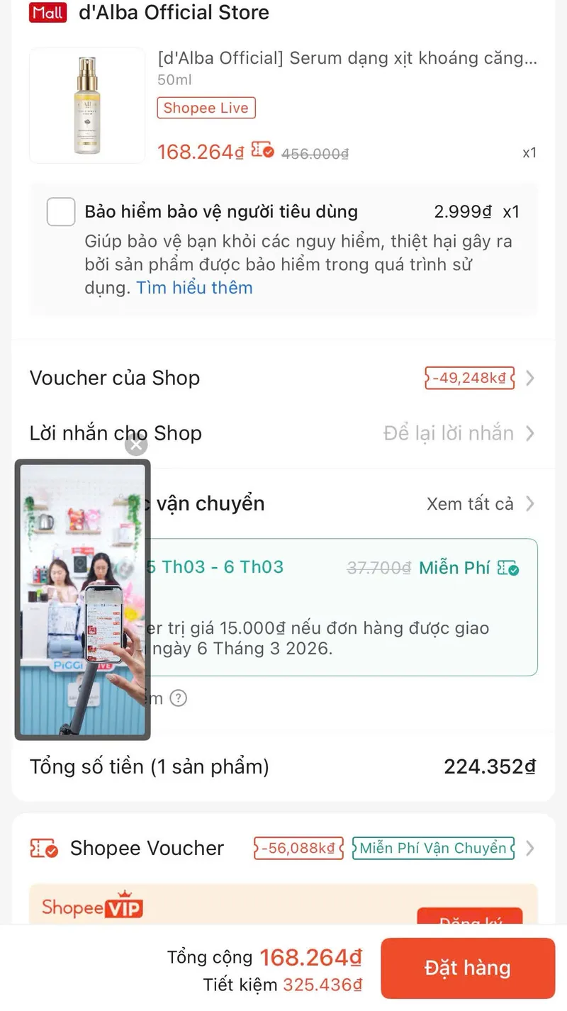 Serum xịt D'alba chỉ 168K