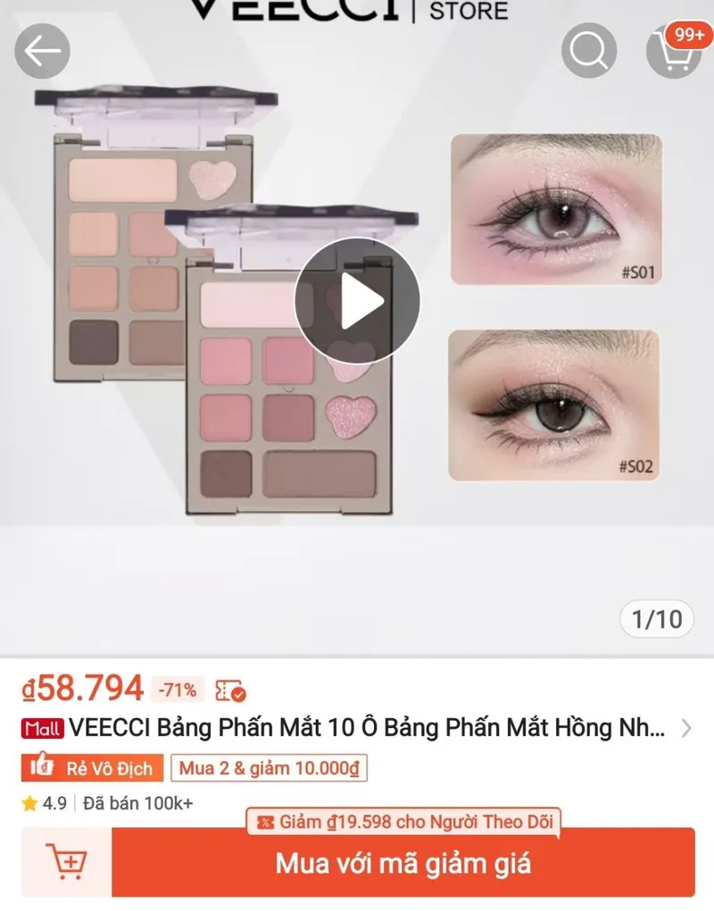 Bảng phấn mắt Veecci chỉ 58K - 2