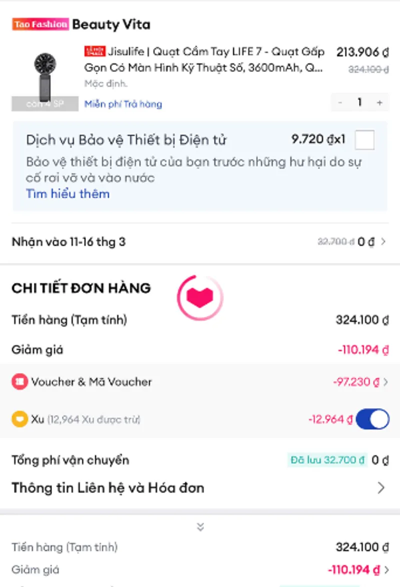 Quat Jisulife Life 7 về giá 213K